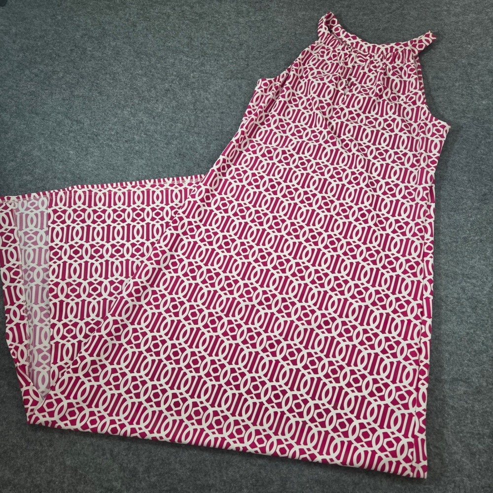Jude Connally Maxi Dress M Heritage Chains Hot Pink White Halter Jude Cloth USA